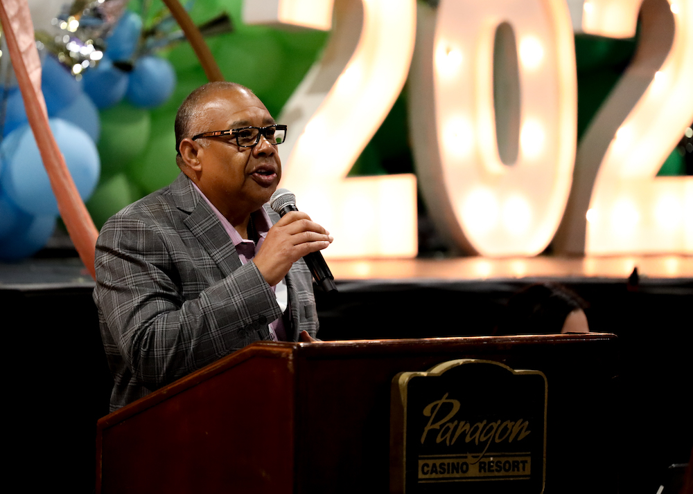 The Tunica-Biloxi Tribe of Louisiana announced on July 31 that it acquired a historic business as part of its broader non-gaming economic development strategy. Shown here: Tunica-Biloxi Chairman Marshall Pierite addresses attendees earlier this year during the third annual Louisiana Rural Economic (LaRuE) Development Summit, which the tribe hosted. (Courtesy photo)
