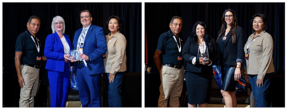 National Native American Human Resources Association honored two recipients at its 29th annual conference at Pechanga Resort Casino in Temecula, California. On left, the Chickasaw Leadership Academy received the Sam Henny Award. Right, Renee K. Martin was named 2025 HR Leader of the Year. (Courtesy photos)