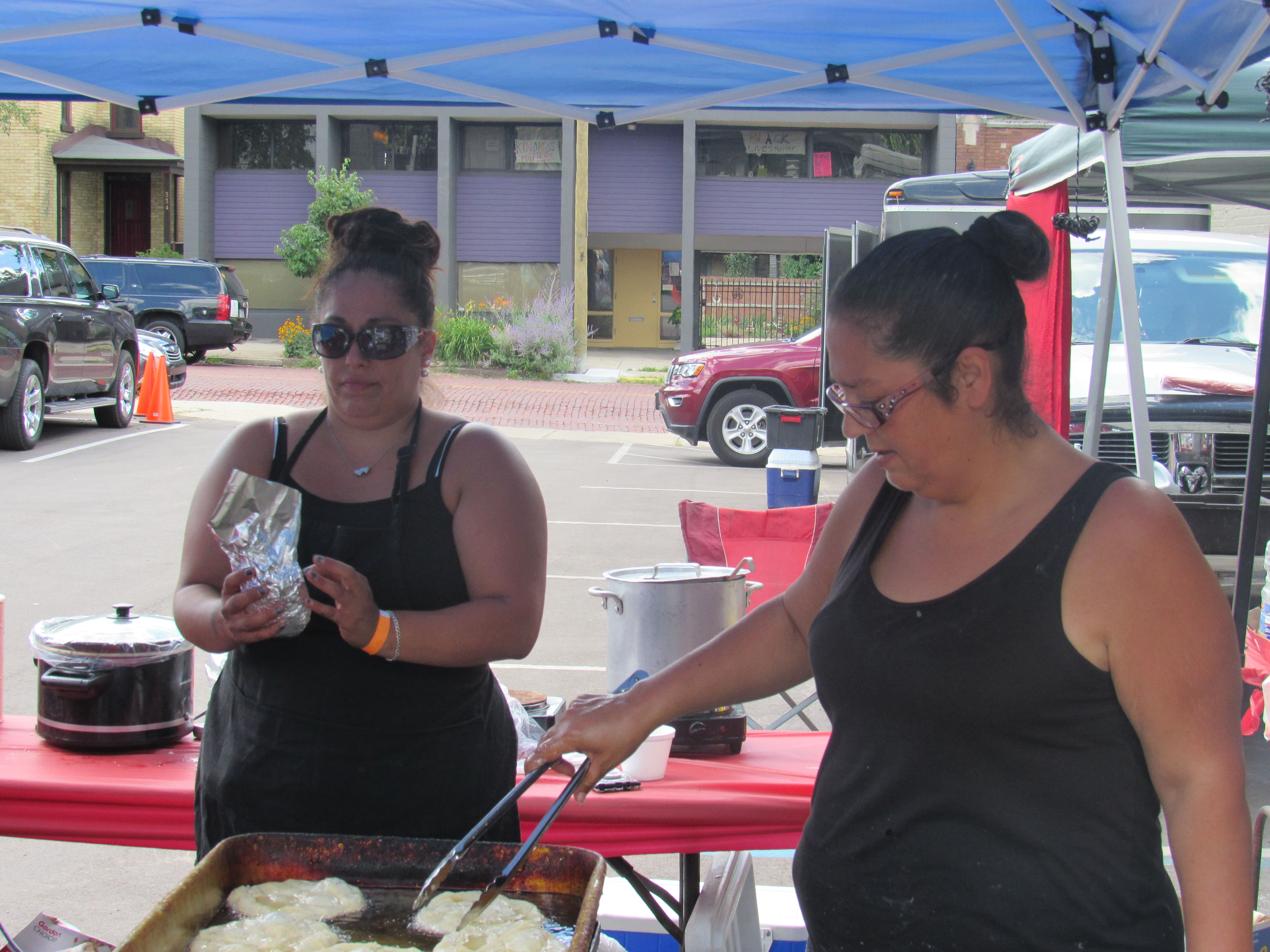 Alycia Atkinson, granddaughter of Rose Shalifoe, made frybread. Photo by Levi Rickert.